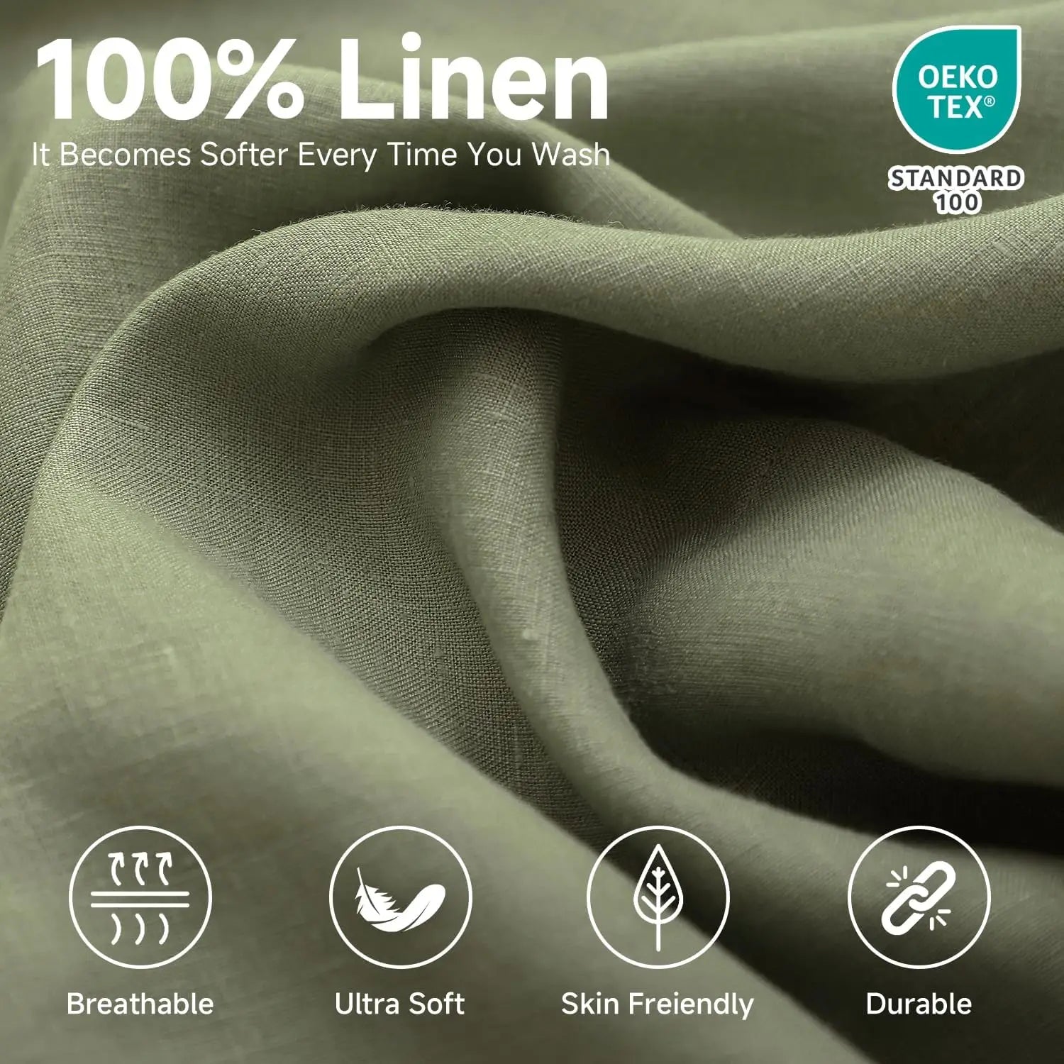 Stone-Washed French Flax Linen Fitted Sheet — view 2