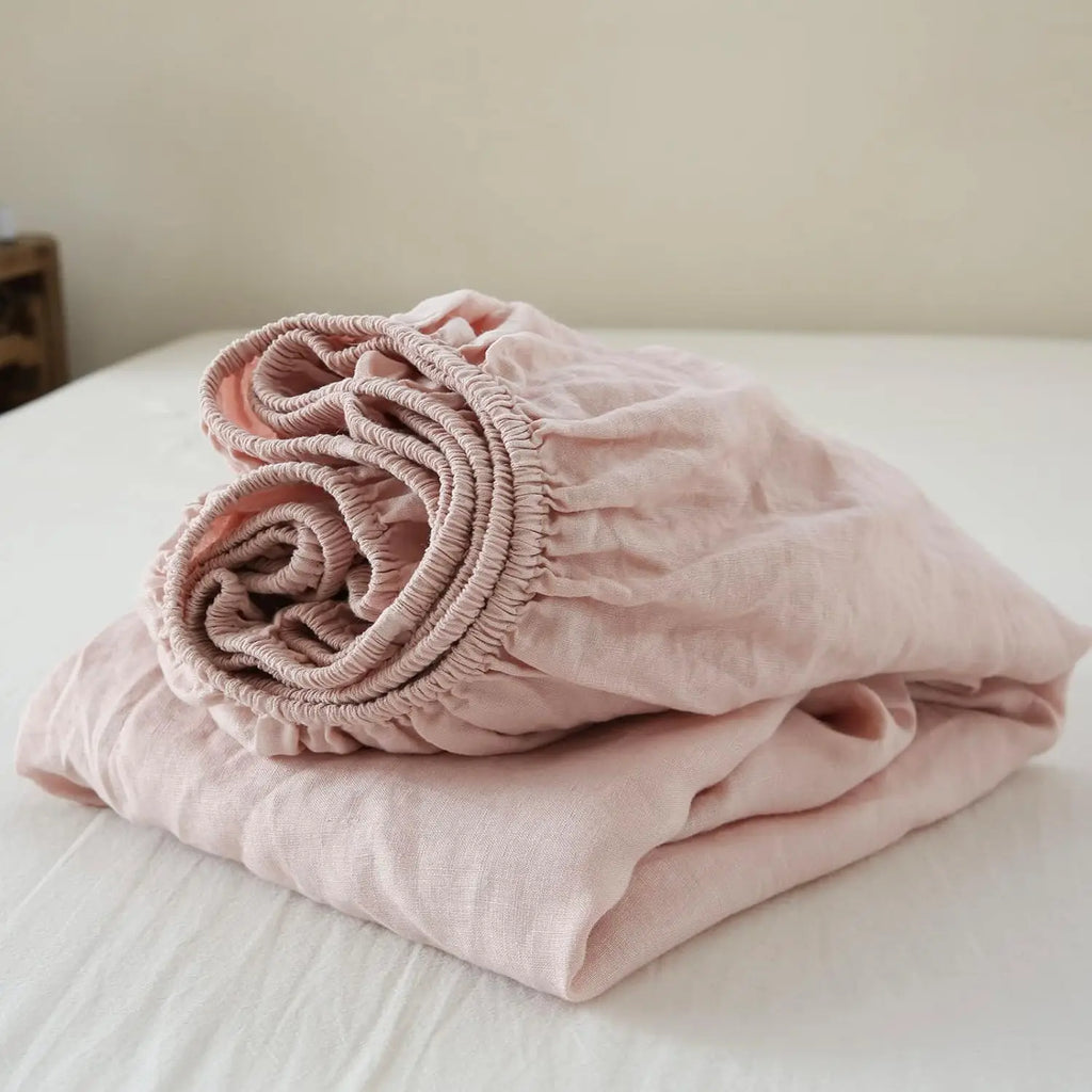 Stone-Washed French Flax Linen Fitted Sheet — view 9