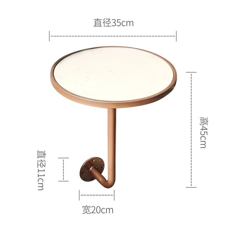 Marble-Top Wall-Mounted Round Accent Table — view 6