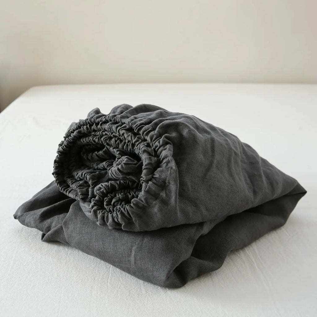 Stone-Washed French Flax Linen Fitted Sheet — view 7