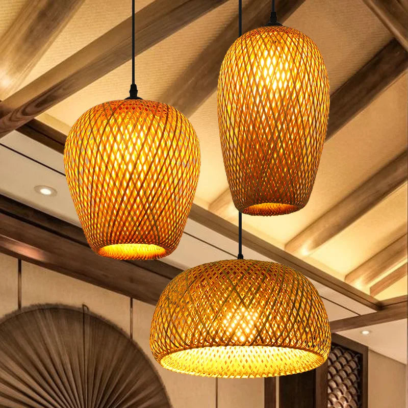 Handwoven Bamboo & Rattan Pendant Ceiling Light