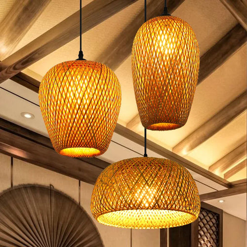 Handwoven Bamboo & Rattan Pendant Ceiling Light