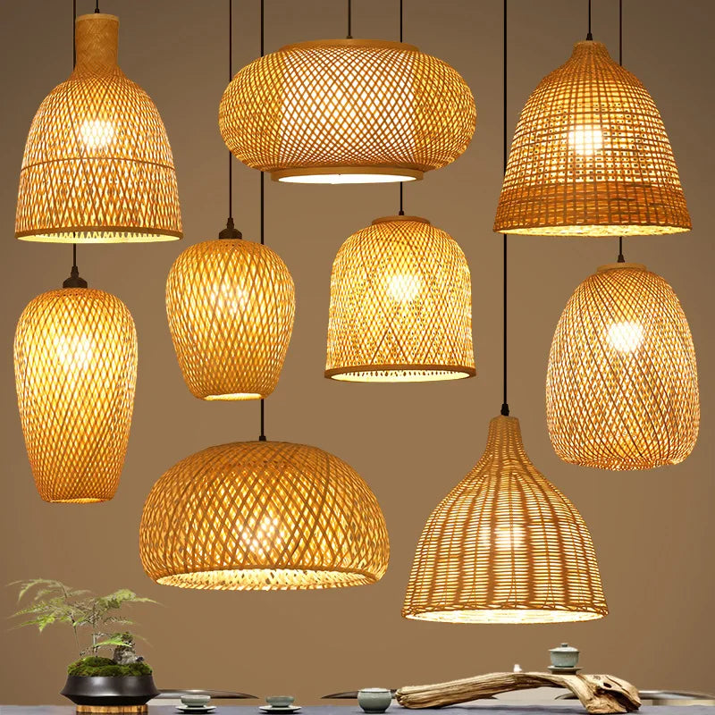 Handwoven Bamboo & Rattan Pendant Ceiling Light — view 4