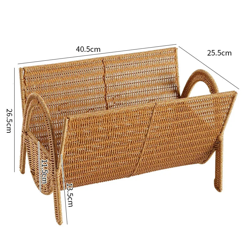Woven Rattan Floor Magazine Rack & Bookshelf — view 6