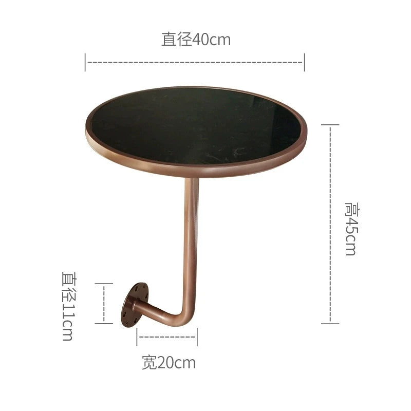 Marble-Top Wall-Mounted Round Accent Table — view 7