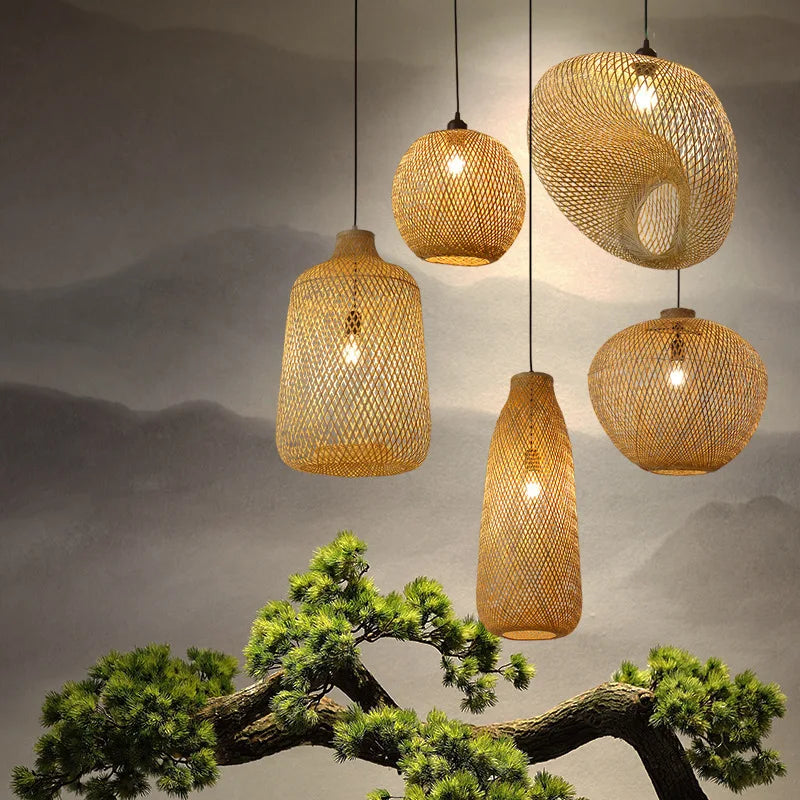 Handwoven Bamboo & Rattan Pendant Ceiling Light — view 5