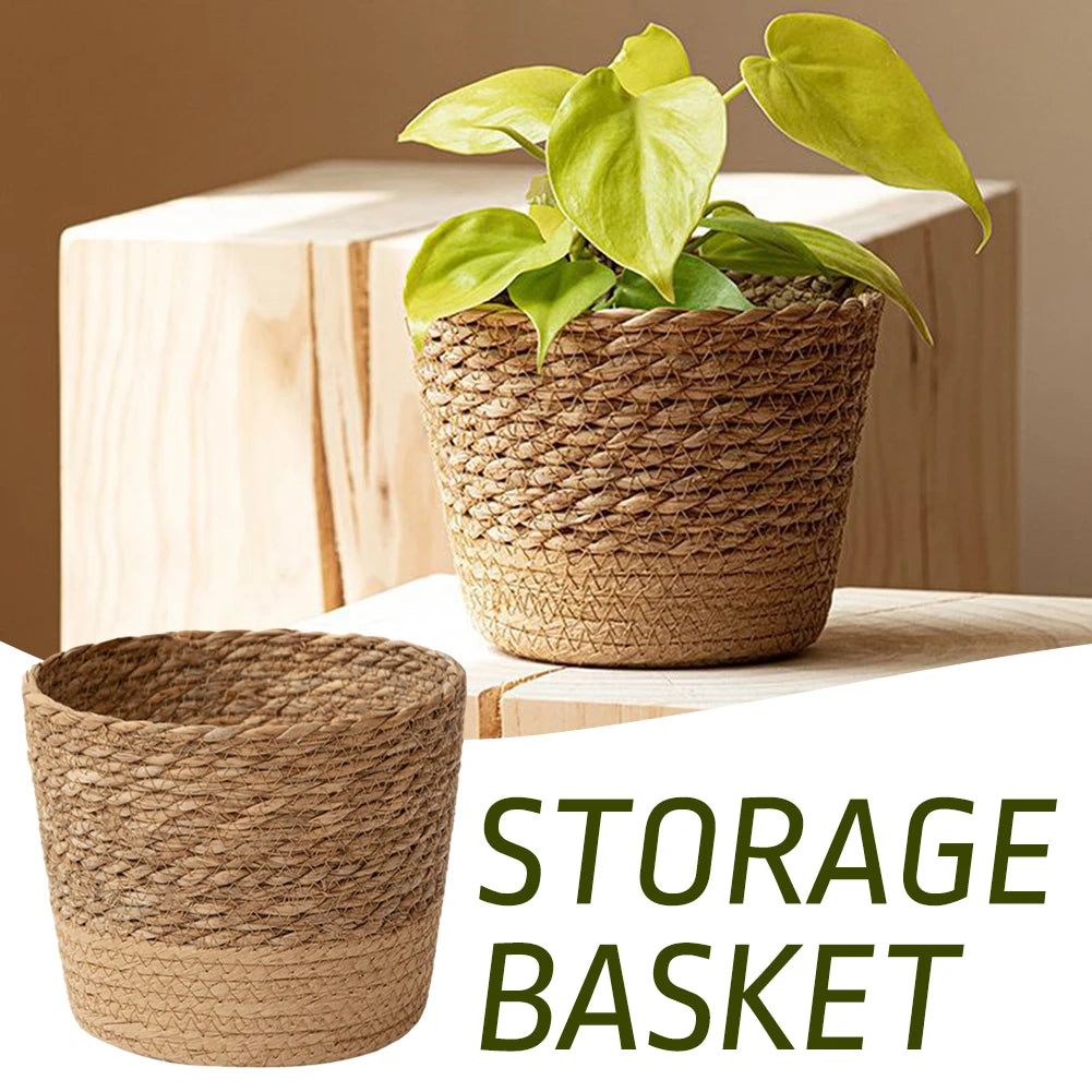 Handwoven Seagrass Desktop Flower Pot Holder — view 6