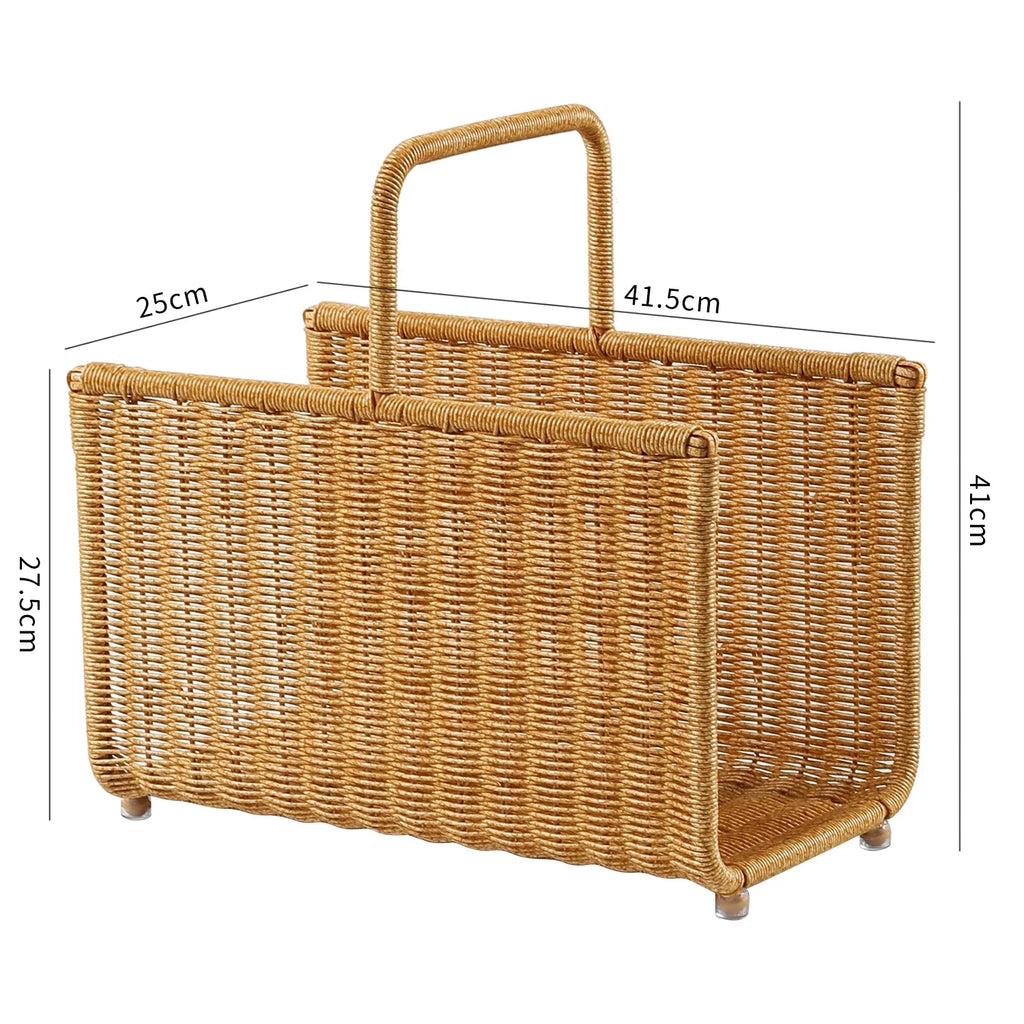 Woven Rattan Floor Magazine Rack & Bookshelf — view 8