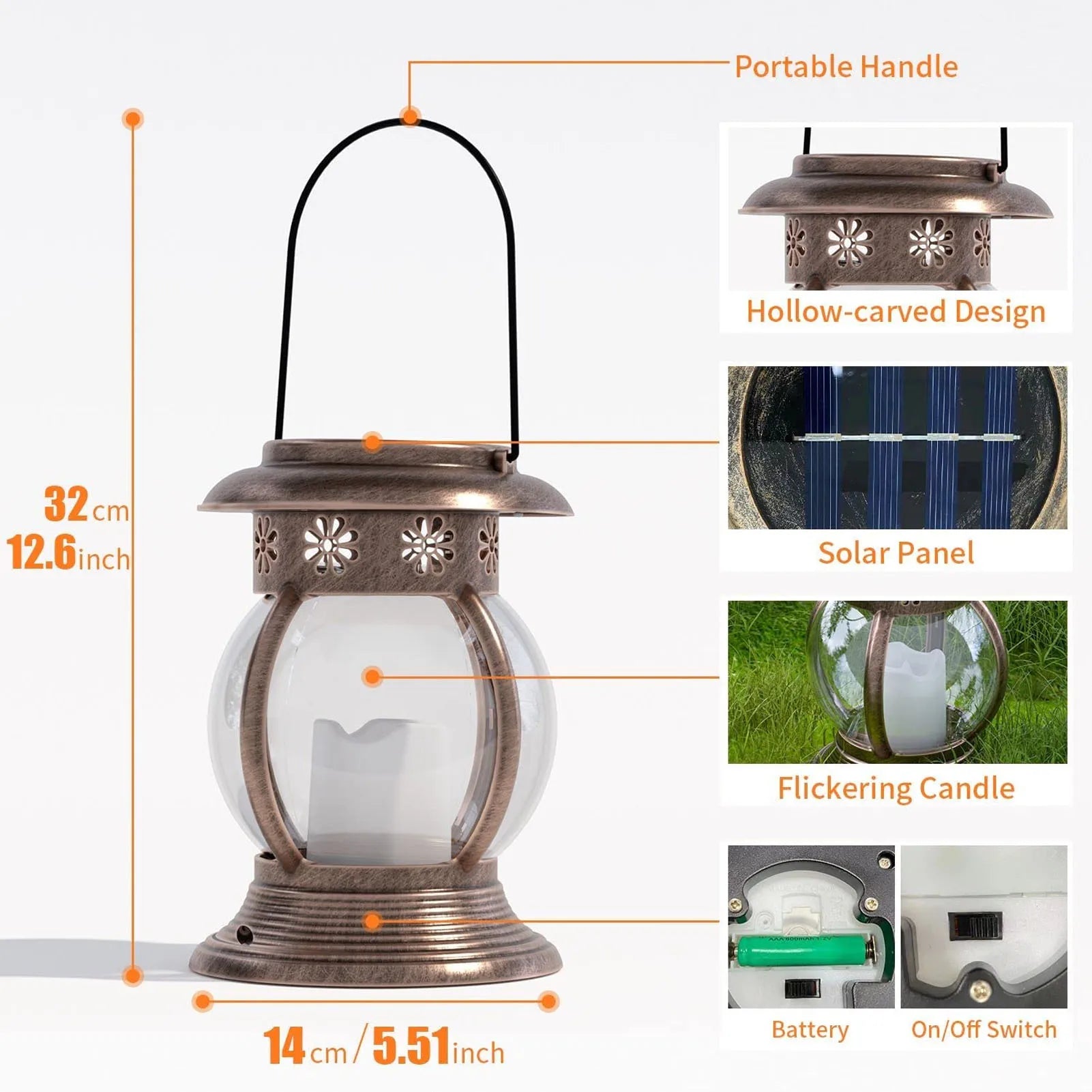 Brass Solar Courtyard Hanging Lantern — view 4