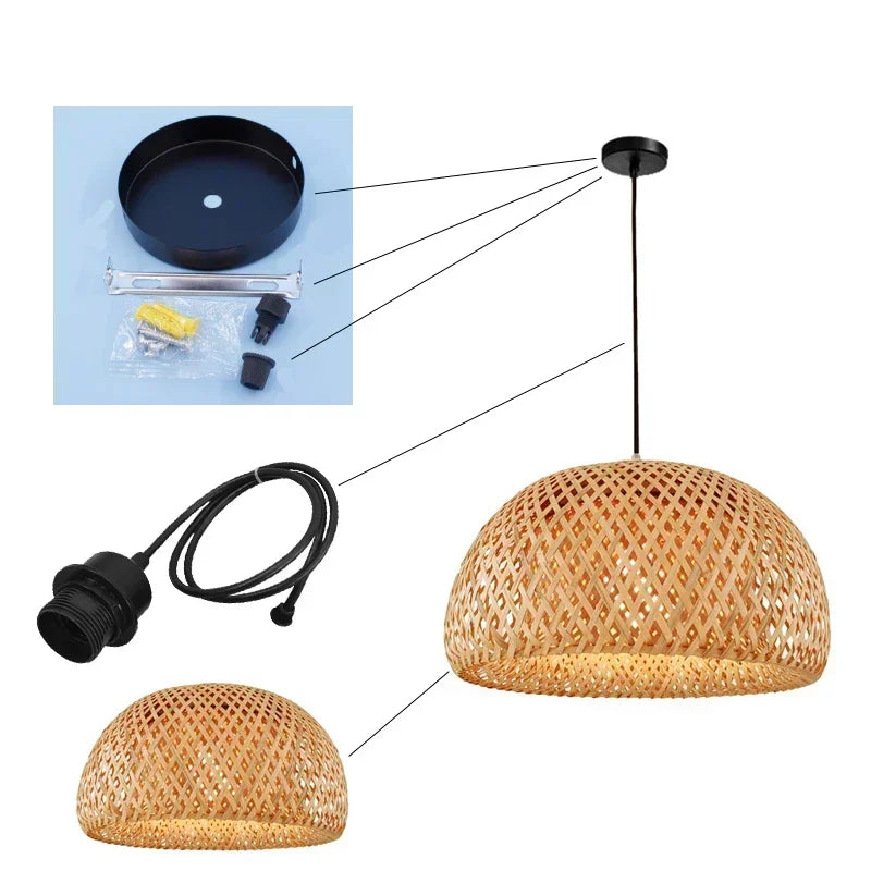 Handwoven Bamboo & Rattan Pendant Ceiling Light — view 6