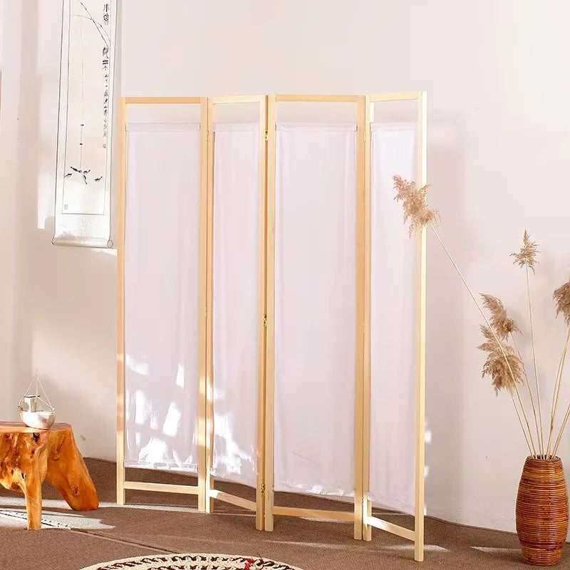 Bamboo Louvre Folding Screen with Linen Panels — view 2