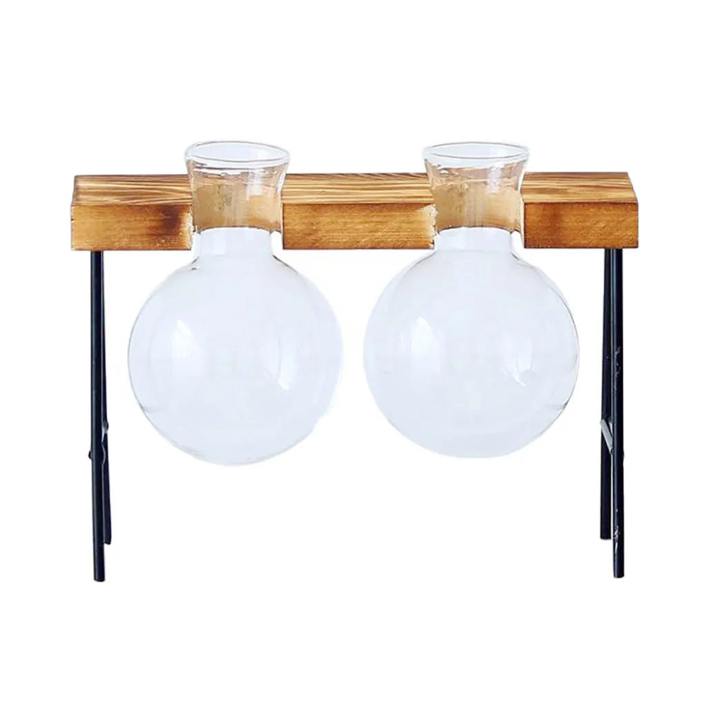 Wooden Ladder Plant Stand with Vases — view 7