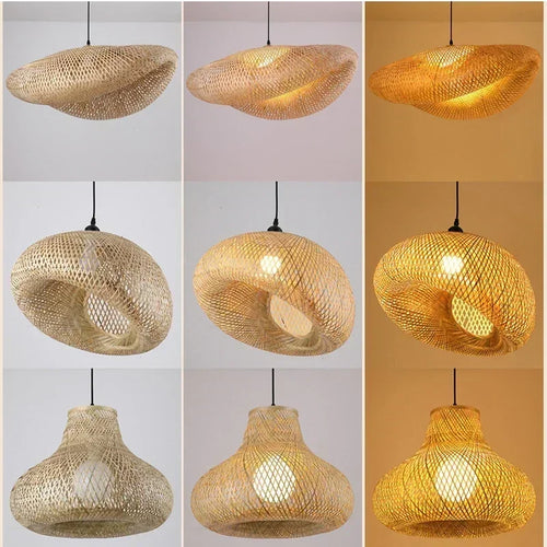 Handwoven Bamboo & Rattan Pendant Ceiling Light — view 2