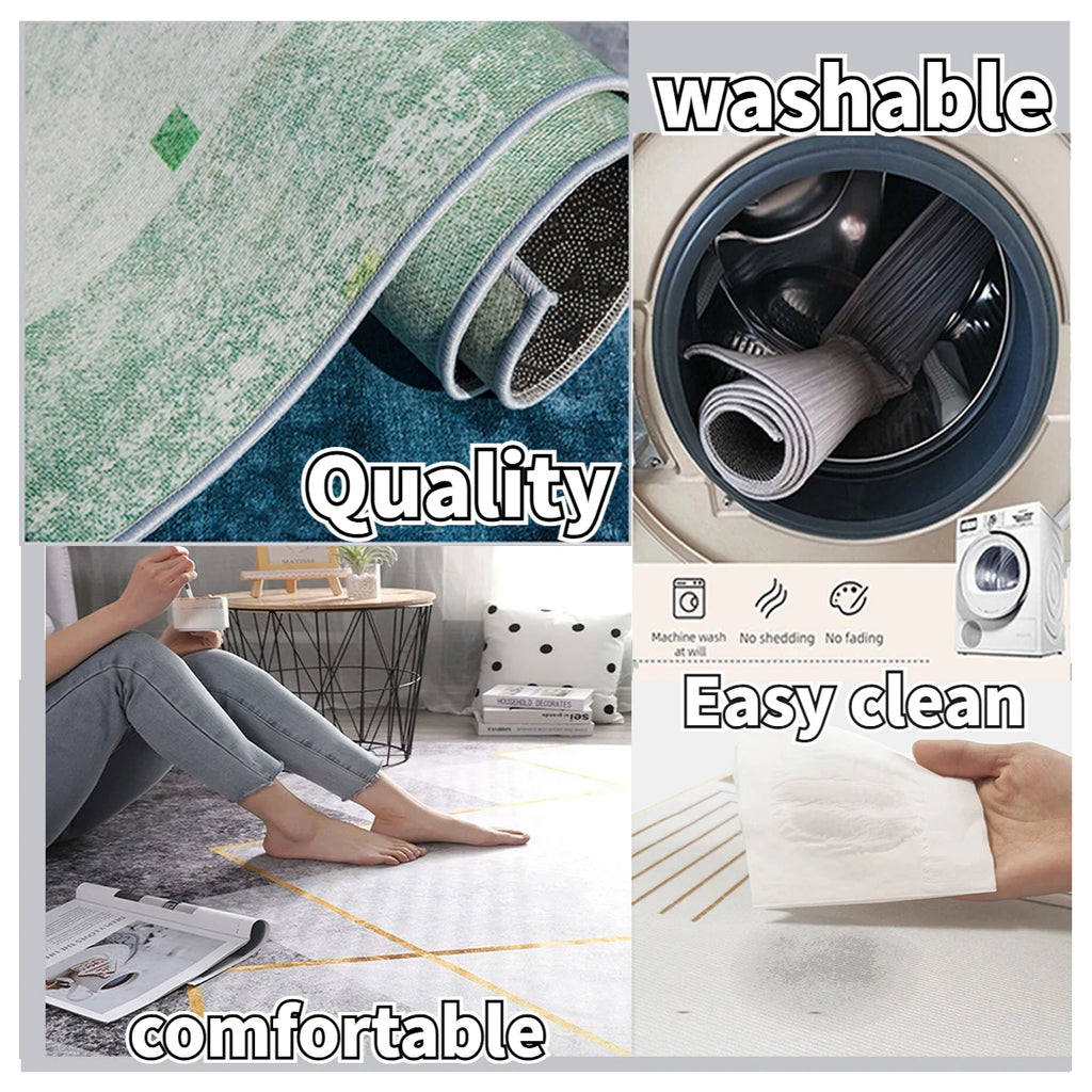 Washable Woven Area Rug | Modern Scandi Floor Mat — view 4