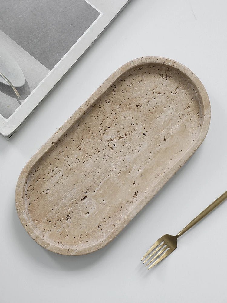 Travertine Marble Vanity & Serving Tray