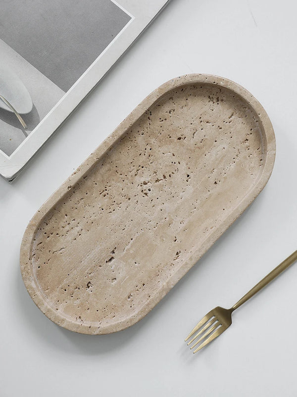 Travertine Marble Vanity & Serving Tray