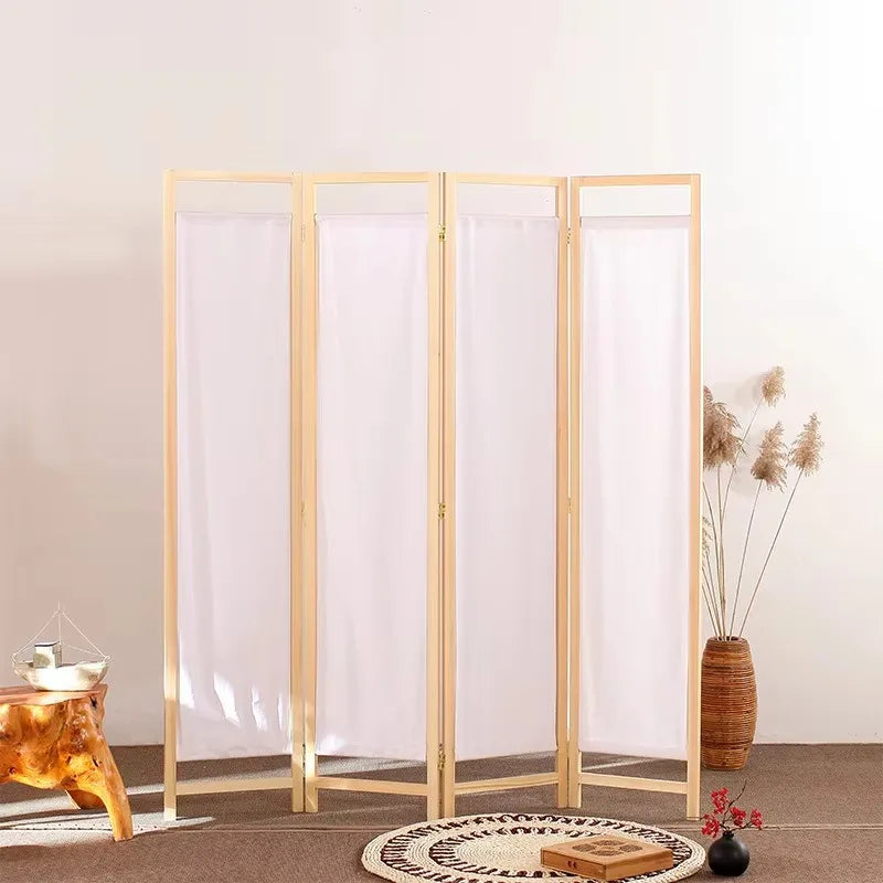 Bamboo Louvre Folding Screen with Linen Panels — view 4