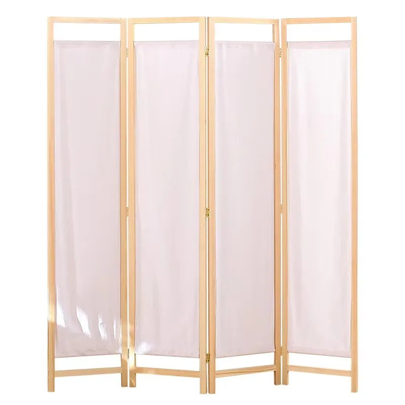 Bamboo Louvre Folding Screen with Linen Panels