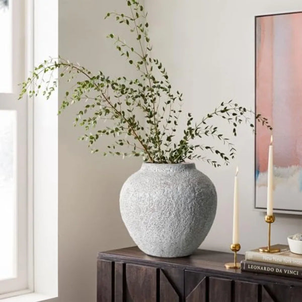 Rustic Terracotta Floor Vase | Farmhouse Clay