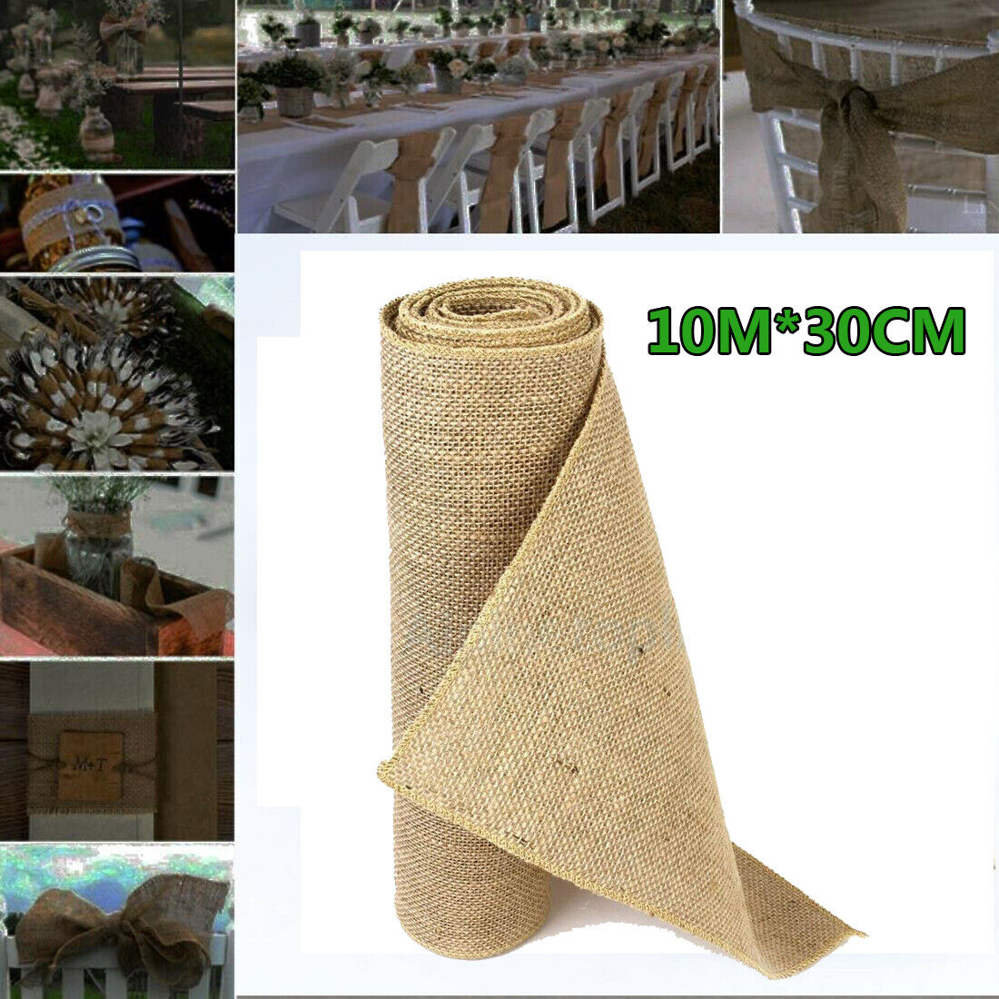 Rustic Hessian Table Runner in Natural Jute — view 2