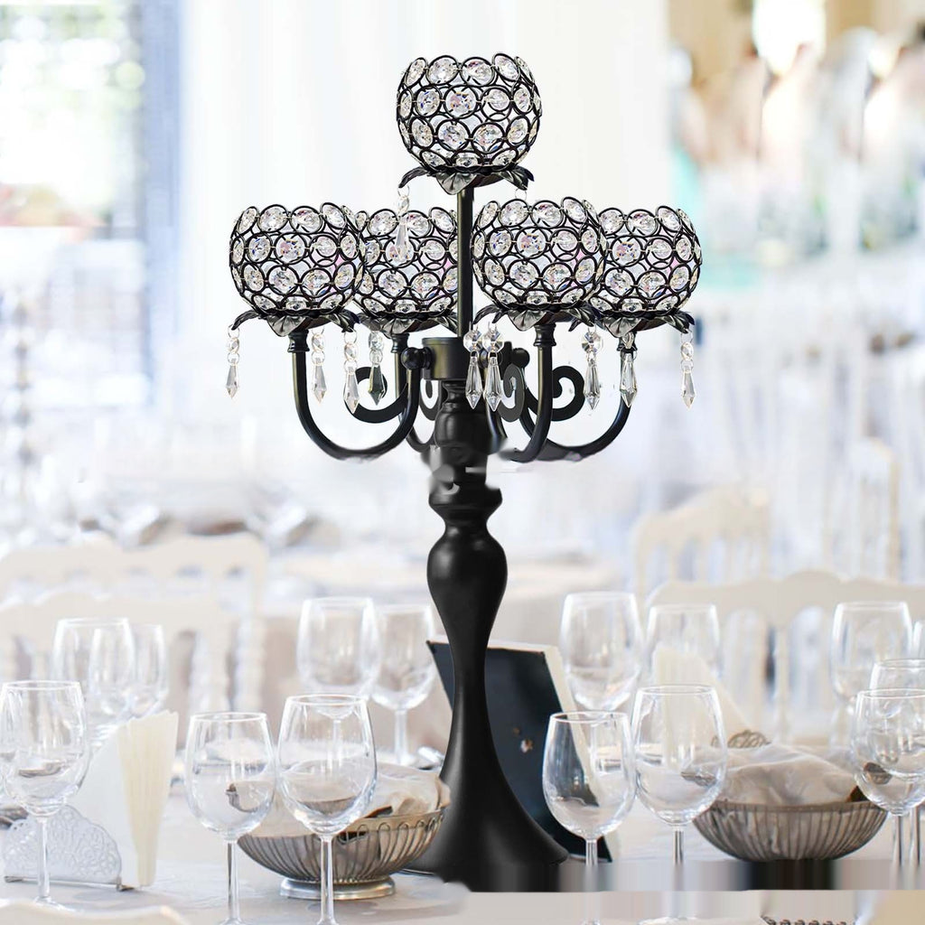 Metal & Crystal Candlestick Wedding Table Centrepiece