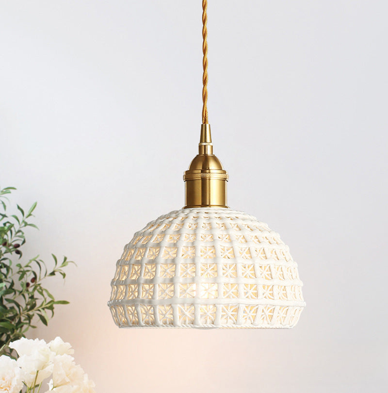 Brass & Ceramic Pendant Bedside Lamp — view 4