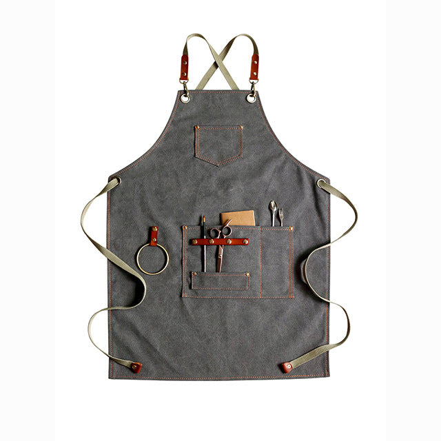 Linen-Tone Cross-Back Apron for Kitchen & Garden