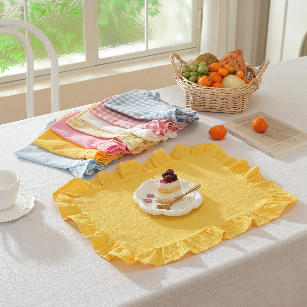 Ruffled Edge Solid Linen-Style Placemat — view 6