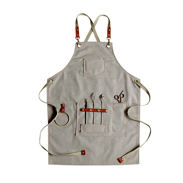 Linen-Tone Cross-Back Apron for Kitchen & Garden