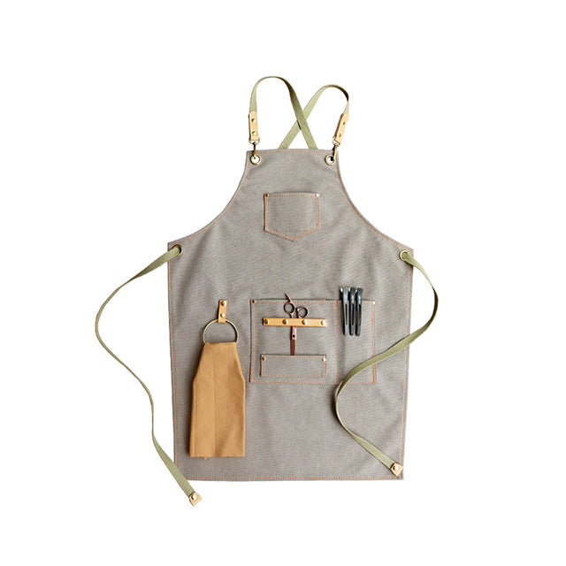 Linen-Tone Cross-Back Apron for Kitchen & Garden