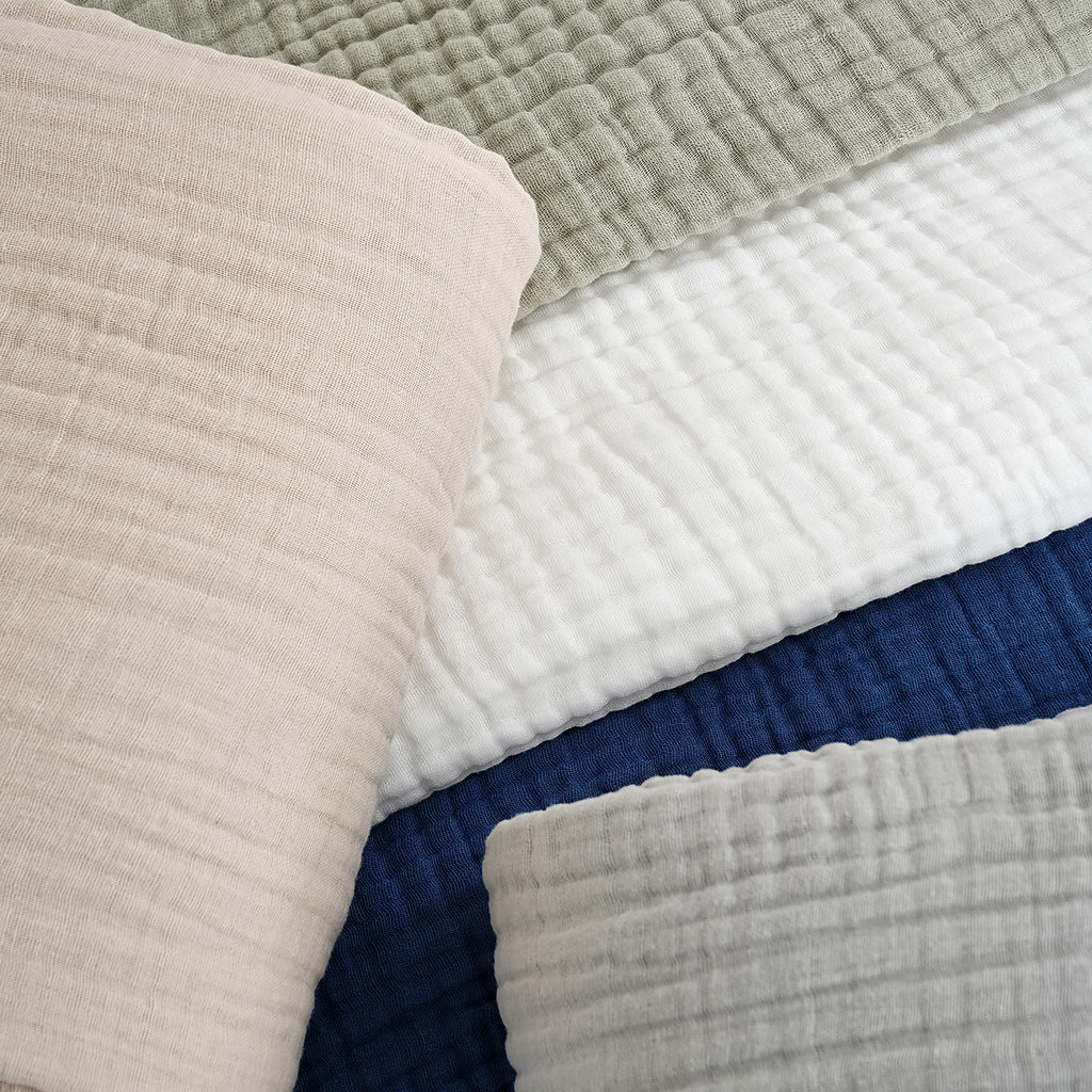 Woven Muslin Quilt Throw in Muted Solid Tones