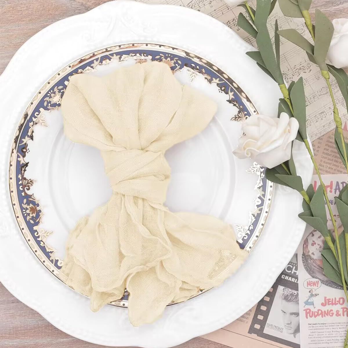 Bali Crinkled Chiffon Napkin, Plain Table Linen