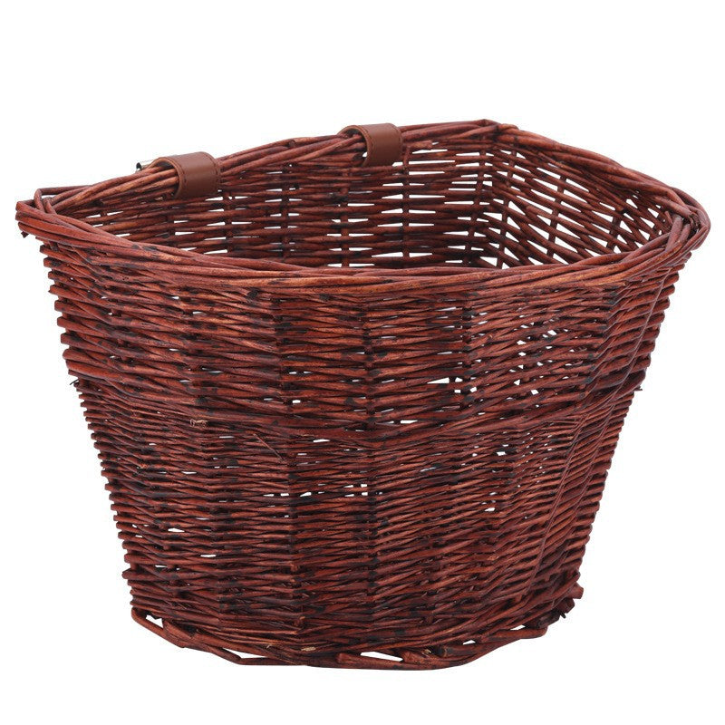 D-Shaped Wicker Folding Bicycle Basket — view 2