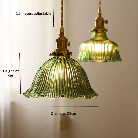 Japanese Retro Brass & Glass Pendant Light — view 4