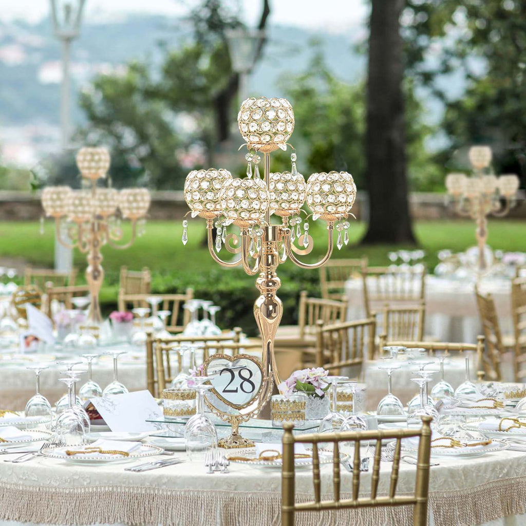Metal & Crystal Candlestick Wedding Table Centrepiece
