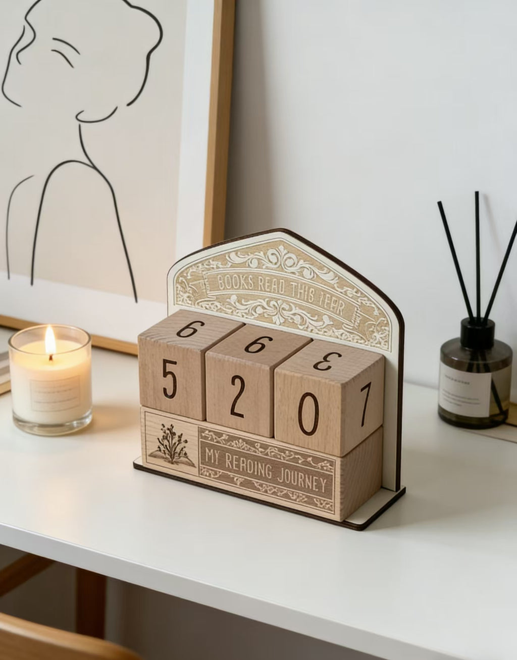Wooden Reading Journey Desk Block Calendar — view 3
