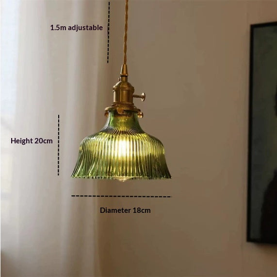 Japanese Retro Brass & Glass Pendant Light — view 3
