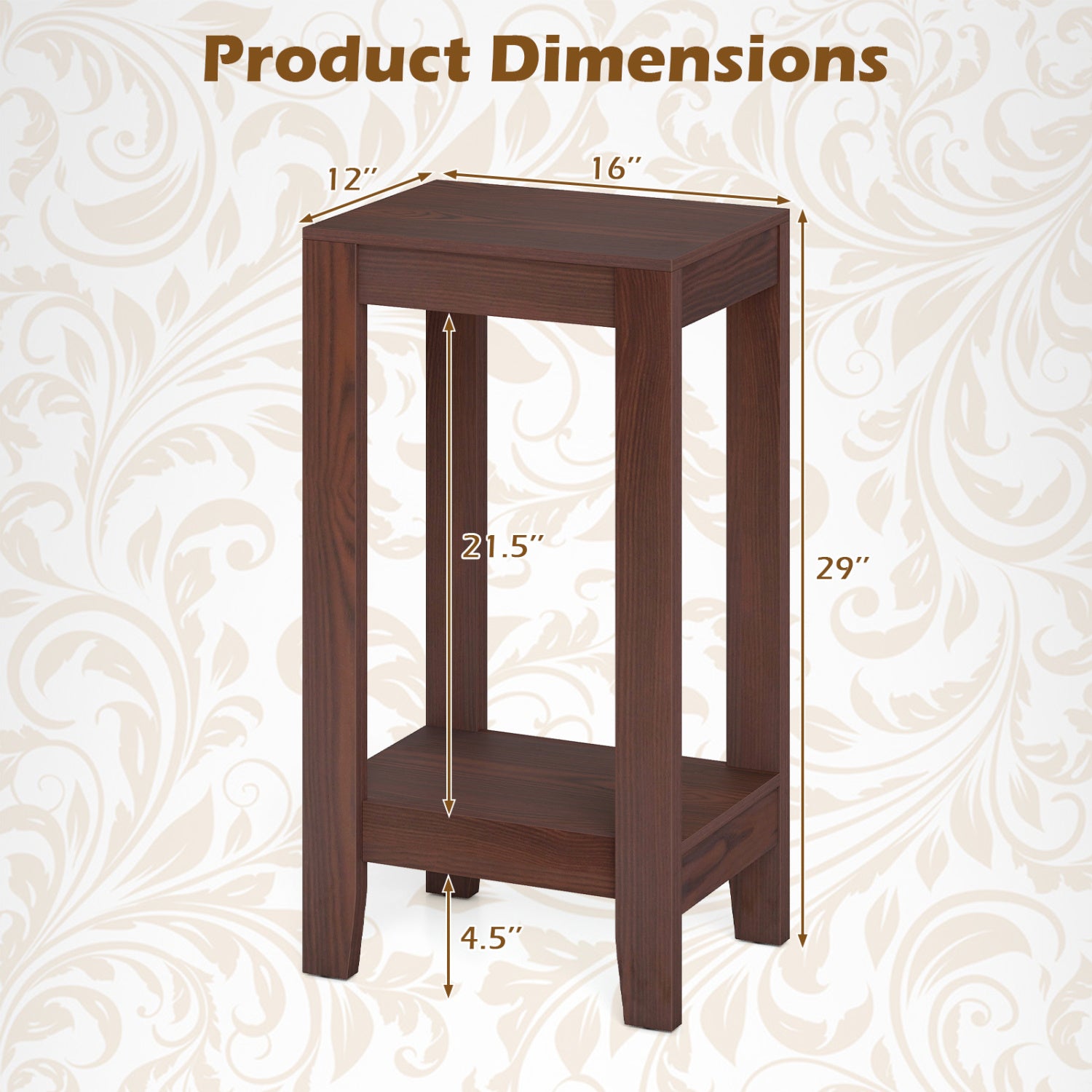Tall Wooden Outdoor Side Table in Natural Oak — view 3