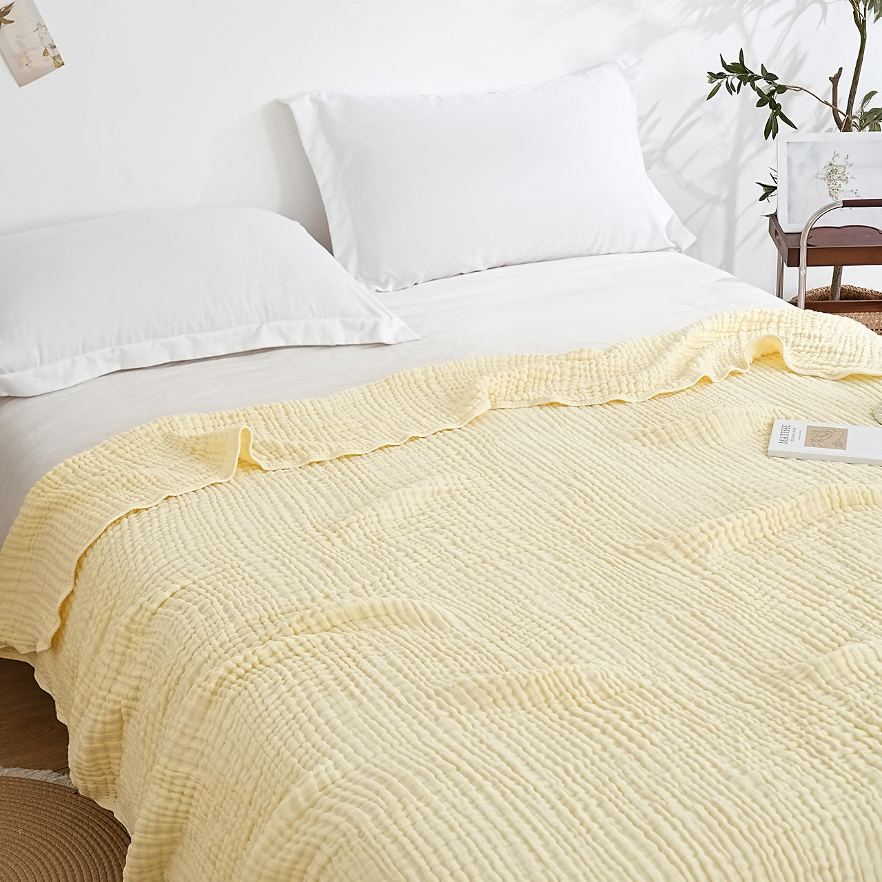 Woven Muslin Quilt Throw in Muted Solid Tones — view 8