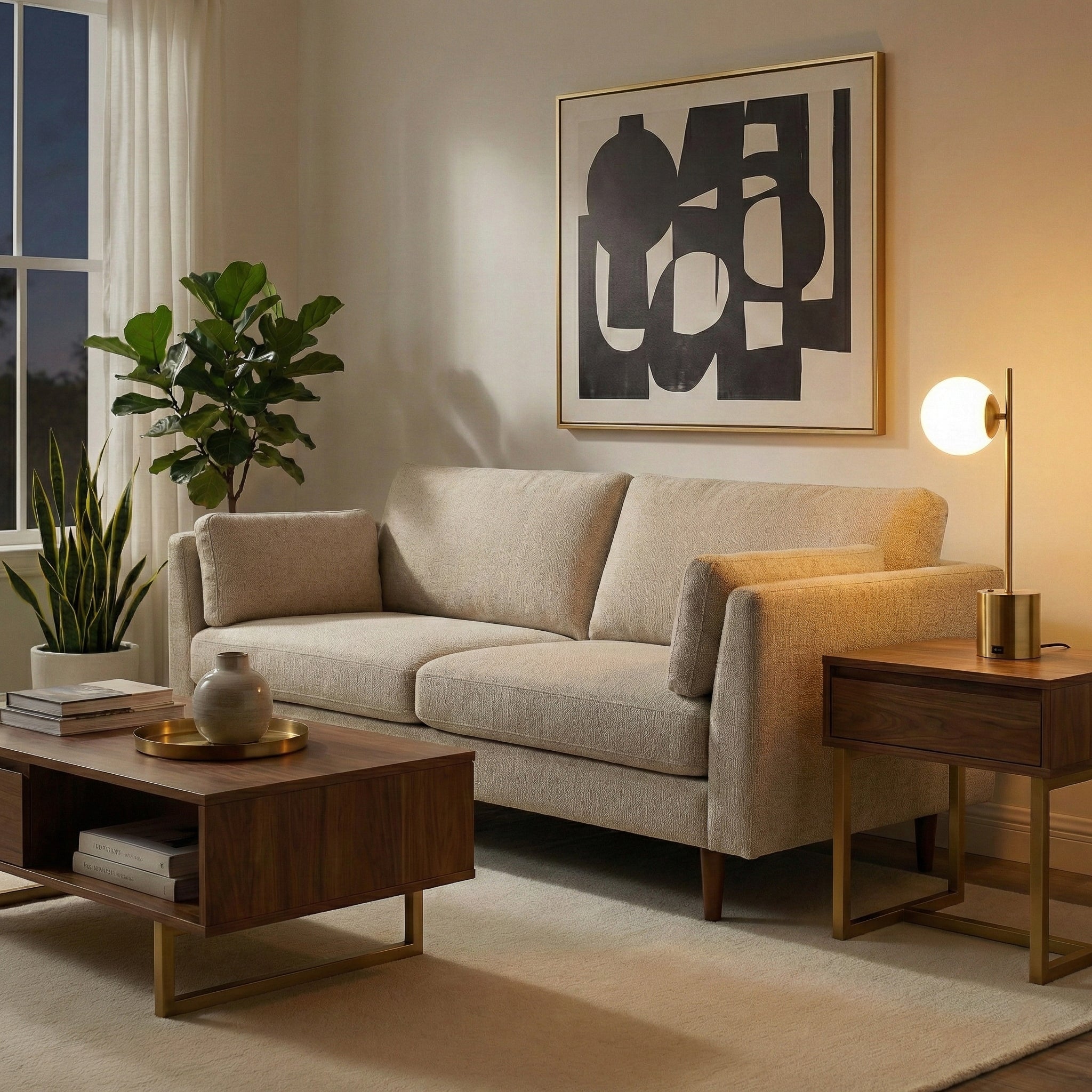 Brass & White Globe Table Lamp, Ethereal Glow — view 3