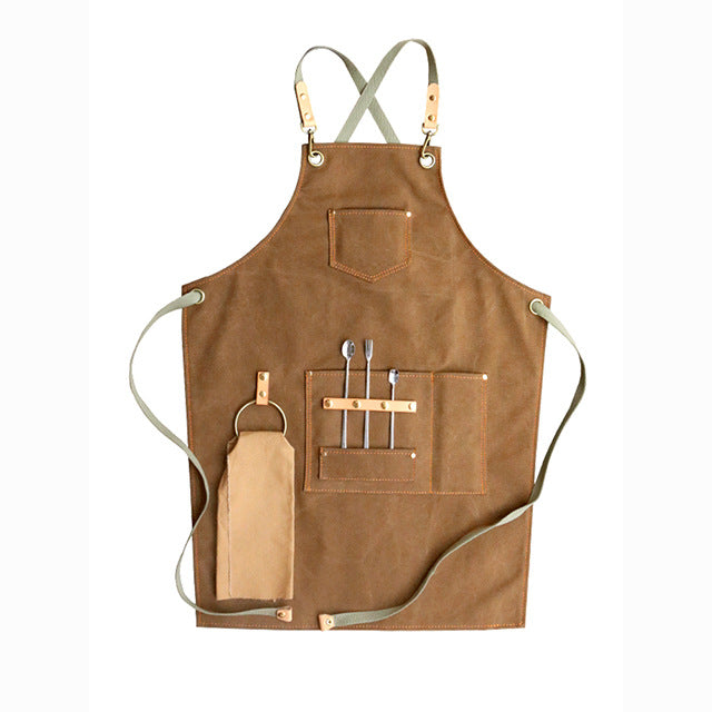 Linen-Tone Cross-Back Apron for Kitchen & Garden