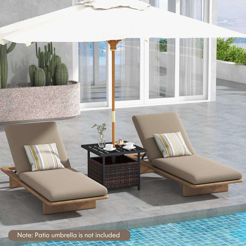 Woven Rattan Steel Side Table in Warm Brown