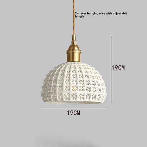 Brass & Ceramic Pendant Bedside Lamp — view 2