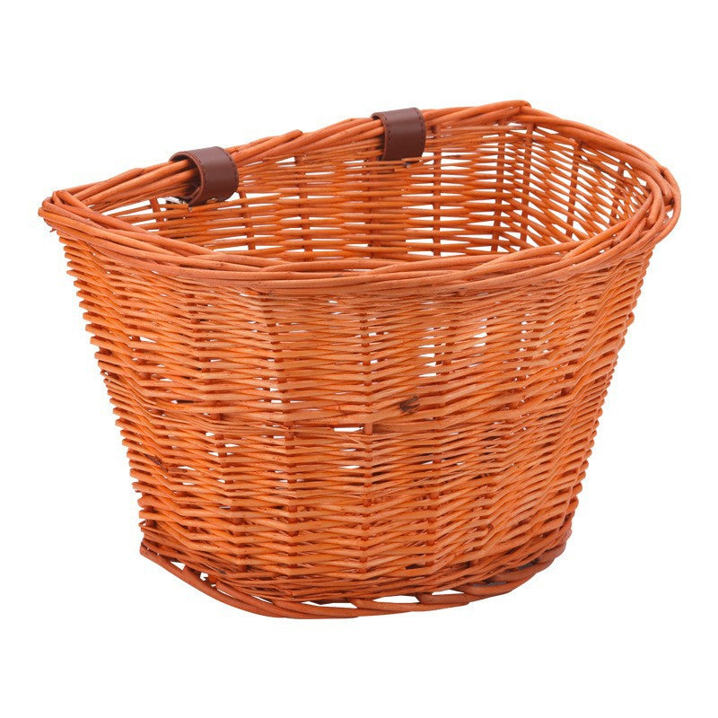 D-Shaped Wicker Folding Bicycle Basket