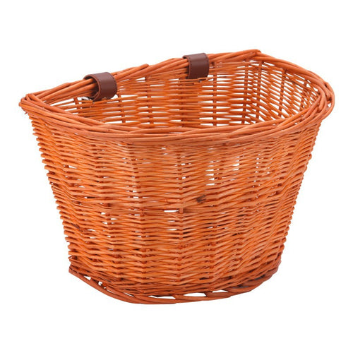 D-Shaped Wicker Folding Bicycle Basket